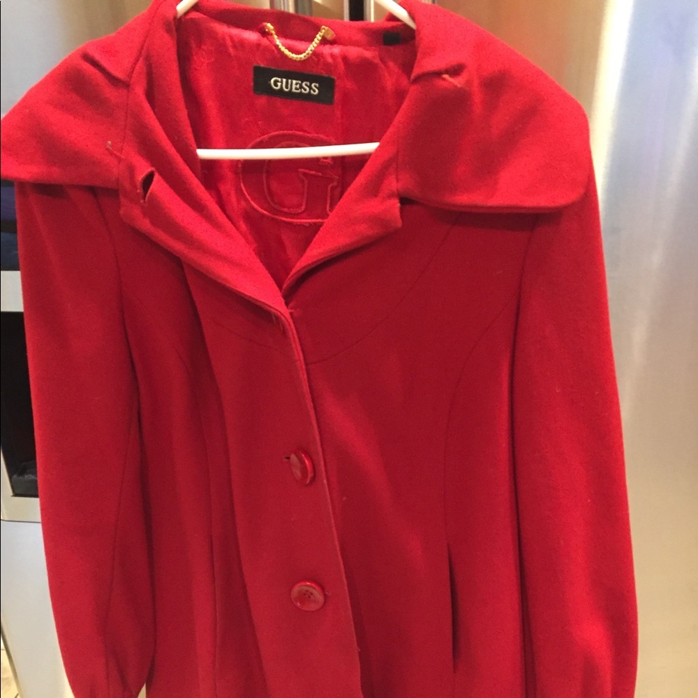 Red pea coat